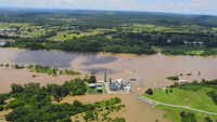 Watch: Aerial view of Arkansas River flooding 