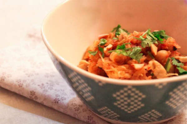 Indian spiced spaghetti squash pasta