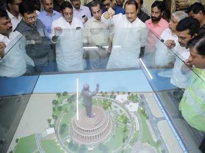 Ajit Pawar reviews progress on Ambedkar memorial in Mumbai