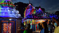 Priests perform puja with Tulasi to Lord Jagannath Swami in Visakhapatnam 