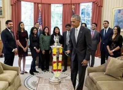 US President Barack Obama celebrates Diwali, lights first-ever diya in Oval Office