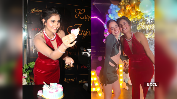 In Pics Lock Upp Fame Anjali Arora Throws A Grand Birthday Bash Urfi Javed Umar Riaz Nisha 