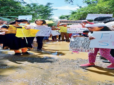 Over 50 Bengaluru kids protest for better roads from Prime Minister Narendra Modi