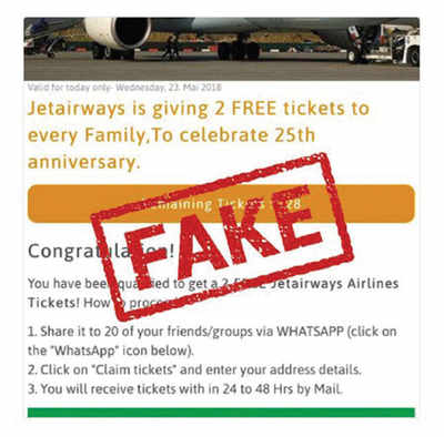 Fake News Buster: No free  tickets from jet airways