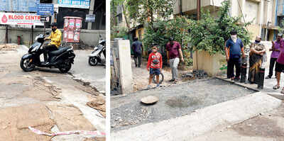 PMC’s widened footpath eating up road, causing traffic jams, say Navi Peth locals PMC’s widened footpath eating up road, causing traffic jams, say Navi Peth locals
