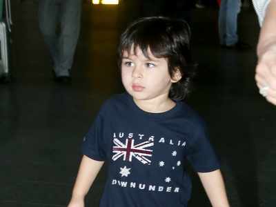 Photos: Taimur Ali Khan, Kareena Kapoor Khan twin in blue as they return to Mumbai