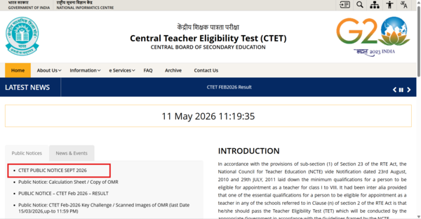 CTET September 2026 registration window opens today at ctet.nic.in; check key dates and details
