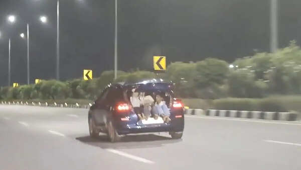Viral video shows children sitting in car boot as vehicle speeds past 100 kmph in Hyderabad