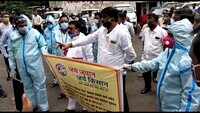 Nagpur: Jai Jawan Jai Kisan activists, 64 suspended security guards protest against non-payment of salaries 
