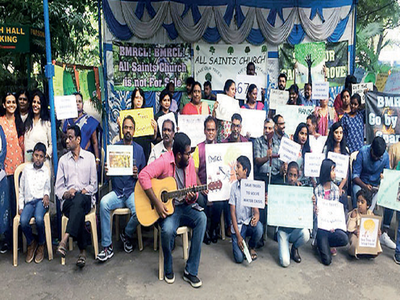 Protesters on song to save All Saints Church from Namma Metro plan