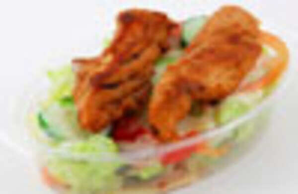 Healthy dinner- Coconut coated chicken salad