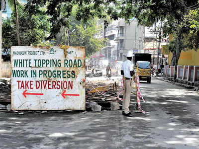 BBMP begins white-topping works on Goods Shed Road