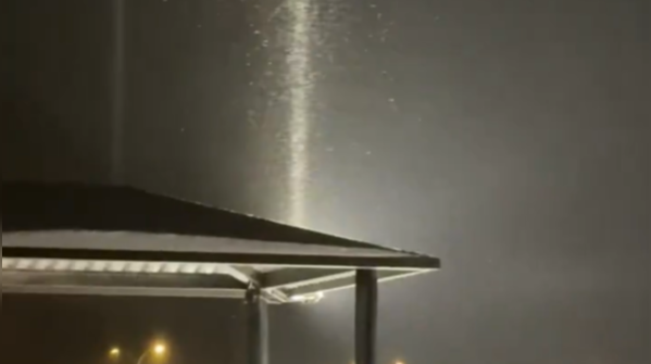 Light pillars captured in Lacombe