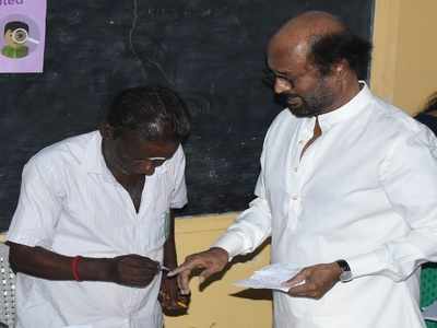 Poll ink applied on Rajinikanth's right index finger, election officer seeks report