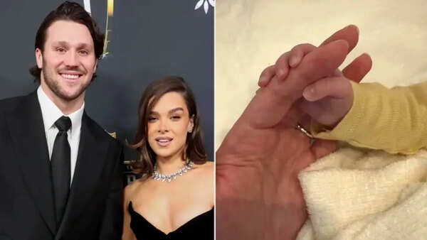 "Simply obsessed with this": Hailee Steinfeld and Josh Allen reveal first photo of newborn girl wearing adorable fruit footsie polka dot outfit