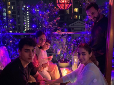 In pics: Sara Ali Khan celebrates Diwali in style with dad Saif and Kareena Kapoor Khan