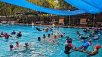 Pune: Fitness club organises ‘aqua yoga’ for its members 