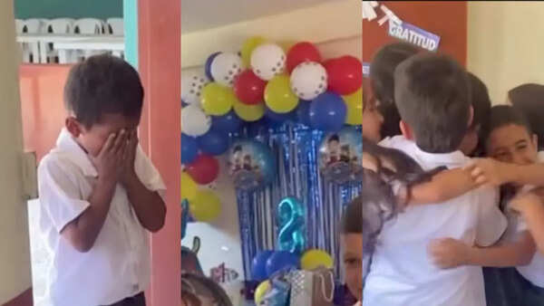 8-year-old boy celebrates birthday for the first time; classmates’ surprise leaves him in tears