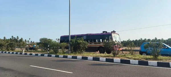 Biker injured as govt bus roof ripped off in wind falls on him in Tirupur