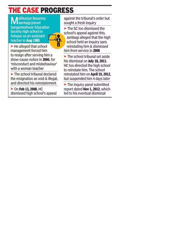 HC sets aside Solapur teacher’s dismissal citing multiple flaws, violations in inquiry proceedings