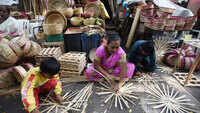 Pune: Workers make bamboo baskets for Navratri celebrations 