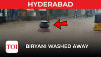 Viral: Handis of biryani washed away by rainwater in Hyd 
