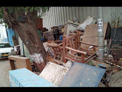 Discarded furniture blocking footpath for a year