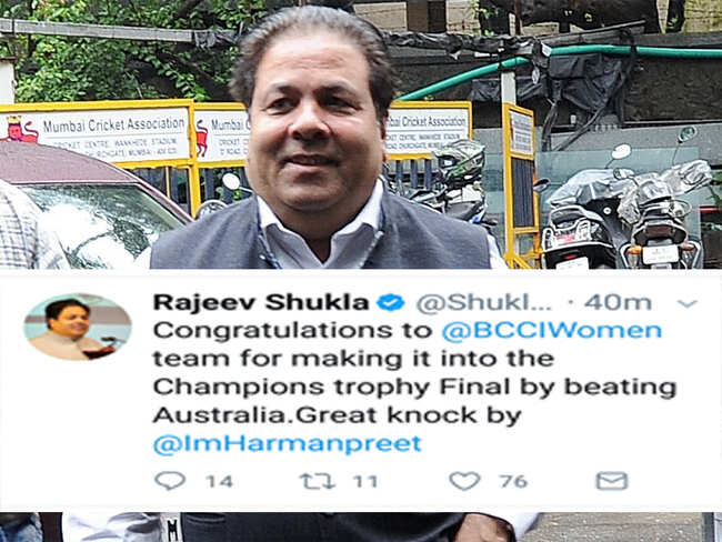 Rajeev Shukla congratulates women&rsquo;s cricket team for reaching &lsquo;Champions Trophy final&rsquo;