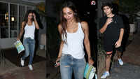 Malaika Arora gets spotted with son Arhaan Khan and friend Aditi Govitrikar on a dinner outing 
