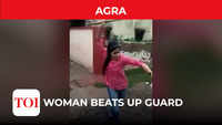 Agra woman beats guard with stick, video viral 