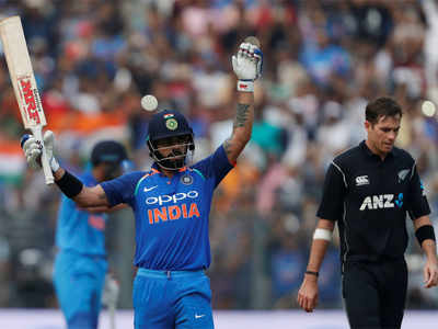 India (232/4) beat New Zealand (230/9) by 6 wickets, level series 1-1