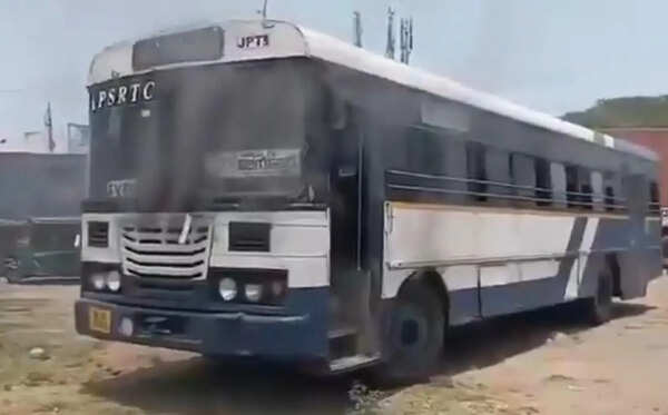 Close shave for passengers as RTC bus engine catches fire in NTR district