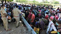 Chandigarh: Migrants crowd bus stand for travelling in special trains 