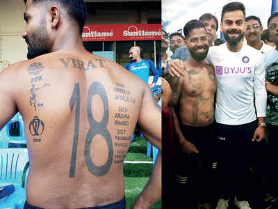 Fan covered his body with Virat Kohli tattoos, gets hug from the India captain