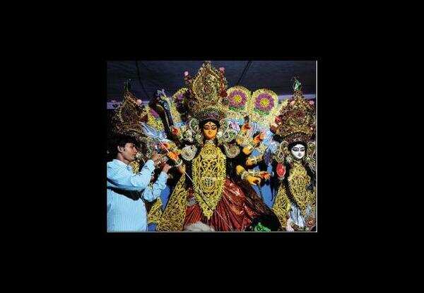 <p>Here, durga's gaze is benign</p>
