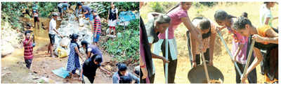 Karnataka: In search of groundwater: Students build checkdams