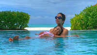 Aishwarya Rai Bachchan and Aaradhya inside a pool in Maldives, hubby Abhishek Bachchan shares the pic 