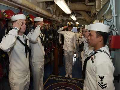 US Navy submarine support ship USS Emory S Land pays goodwill visit to Visakhapatnam