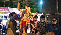 The Chembur Chintamani idol of Chembur Camp was taken out of the workshop keeping all safety precautions in mind 