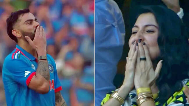 Watch: Anushka Sharma blows kisses to Virat Kohli after his record 50th ODI ton