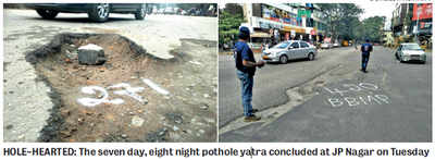 After spotting 420 potholes, padayatris stop counting