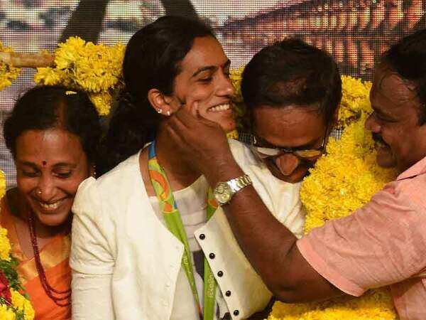 Sindhu sets her foot on homeland as 'AP's lovely daughter'