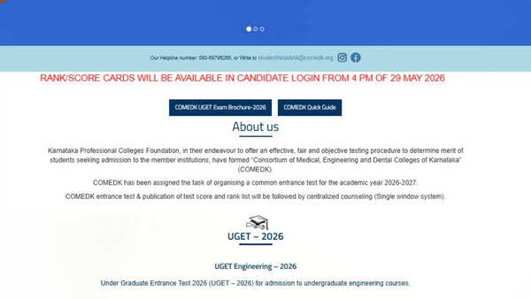 COMEDK UGET Result 2026 to be declared on May 29; check link and counselling info