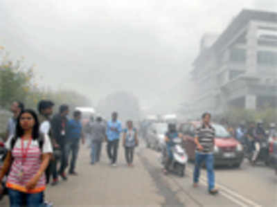 Fire sparks panic in tech park, causes traffic jams