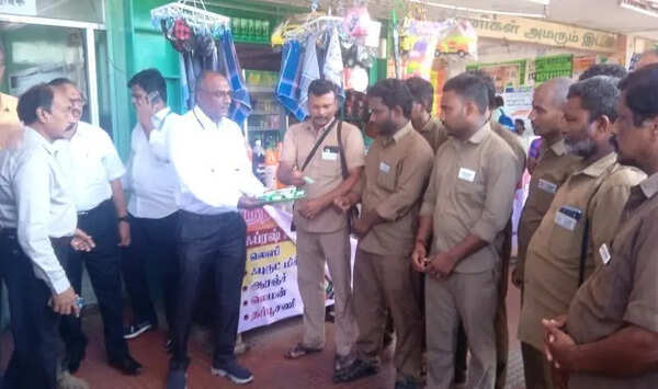 TNSTC bus staff receive ORS to stay hydrated