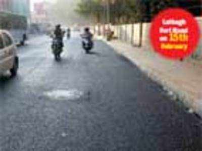 Single spell of rain punches potholes in Rs 2.75 cr road