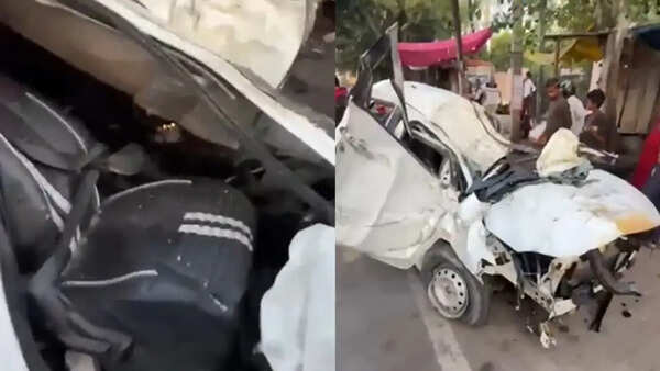 2 killed, 3 injured after speeding car hits divider, overturns on NH-58 in Ghaziabad