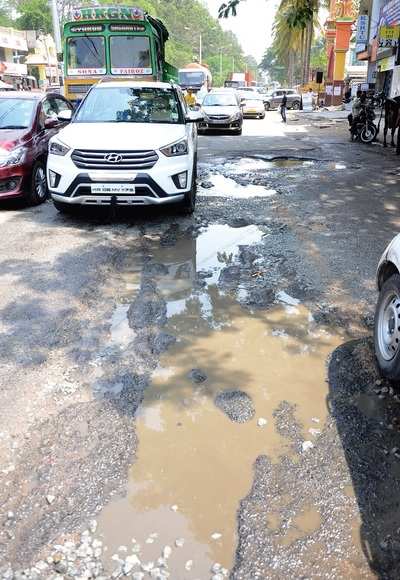 Bengaluru's Bannergatta Road has turned pothole central