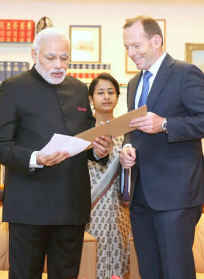 Modi, Abbott agree on closer cooperation on security and trade