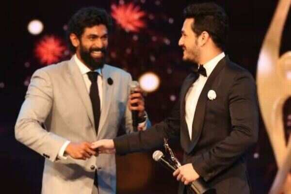 Akhil gets ragged by Rana on stage at SIIMA Awards